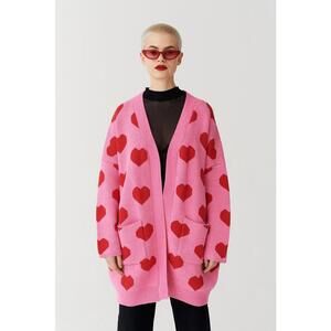 RARE Oversized Lazy Oaf Heart Cardigan in size Small